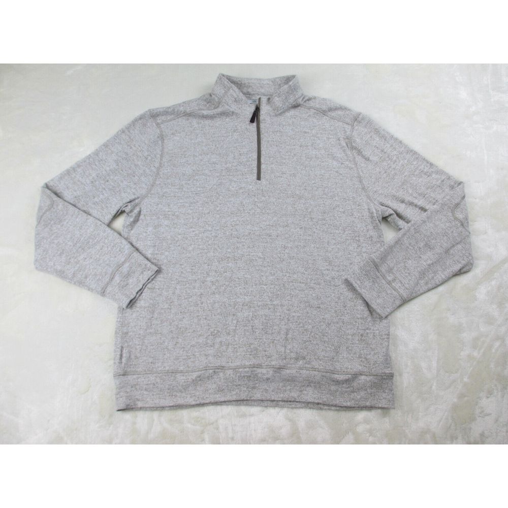 Greg Norman Sweater Mens Large Brown‎ Knit Pullover 1/4 Zip Shark Cotton Casual
